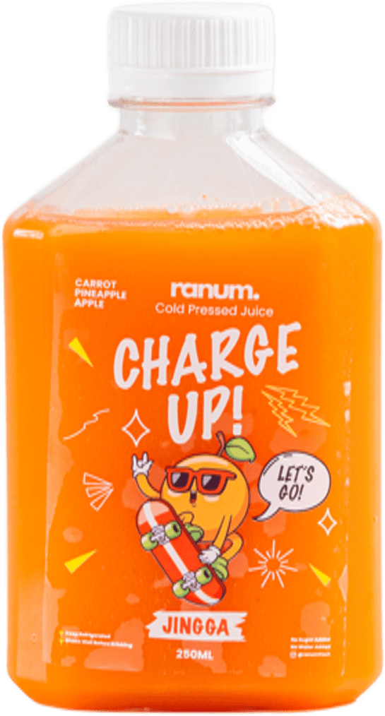 Cold press juice Ranum Charge Up! varian jingga